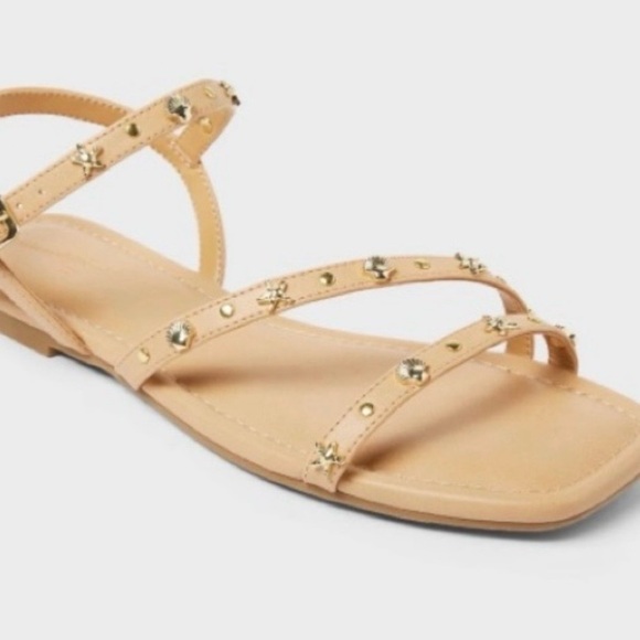 Universal Thread Shoes - Women's Florence Embellished Ankle Strap Sandals with Memory Foam ocean Size 11